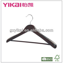 classical antique wood coat hangers with wide shoulders and round bar